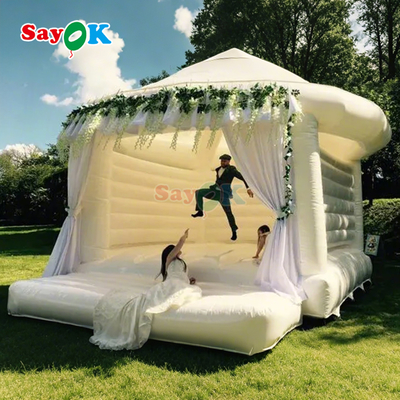 Istana Bouncy Tiup Pernikahan Luar Ruangan Putih Rumah Pantul Tiup