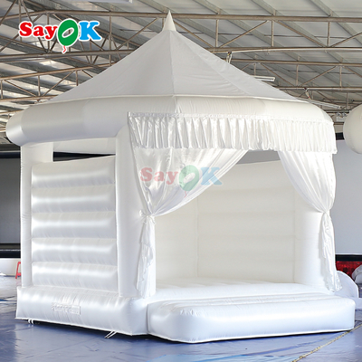 Istana Bouncy Tiup Pernikahan Luar Ruangan Putih Rumah Pantul Tiup