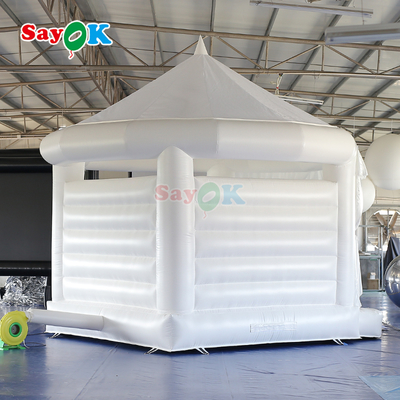 Istana Bouncy Tiup Pernikahan Luar Ruangan Putih Rumah Pantul Tiup
