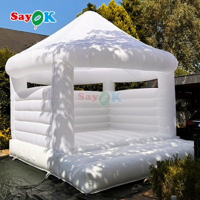 Customized White Inflatable Bouncy Castle untuk pesta pernikahan di luar ruangan