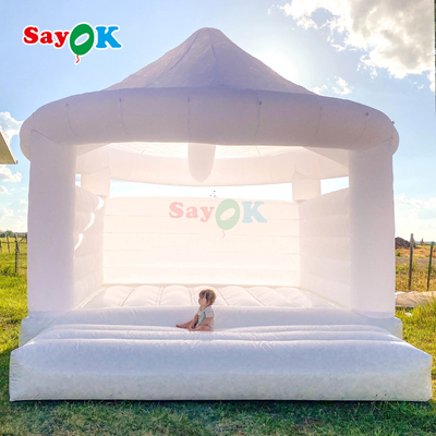 Customized White Inflatable Bouncy Castle untuk pesta pernikahan di luar ruangan