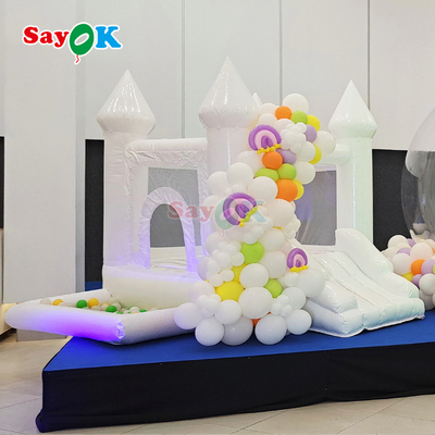 Rumah Pantul Kecil Pesta Pernikahan Putih Istana Boucy Tiup dengan Kolam Bola