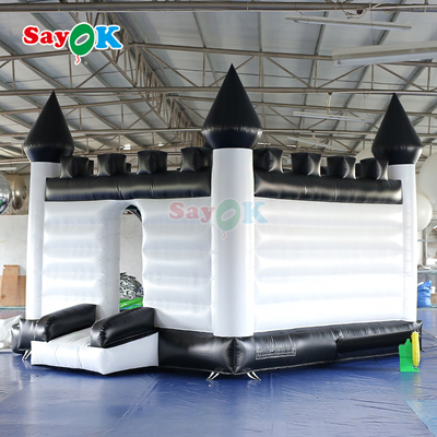 Istana Bouncy Tiup Putih dan Hitam Rumah Bouncing Tiup untuk Acara Luar Ruangan