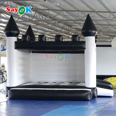 Istana Bouncy Tiup Putih dan Hitam Rumah Bouncing Tiup untuk Acara Luar Ruangan