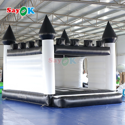 Istana Bouncy Tiup Putih dan Hitam Rumah Bouncing Tiup untuk Acara Luar Ruangan