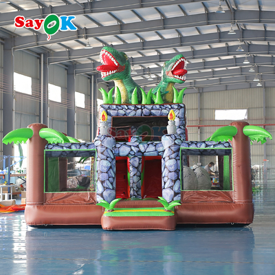 Komersial Dinosaurus Inflatable Bounce House Slide Combo untuk acara luar ruangan