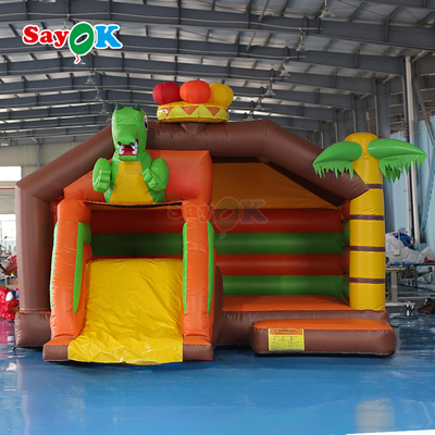 Kombinasi Bouncer Tiup Kecil Dinosaurus Rumah Pantul Seluncuran Tiup untuk Anak-Anak