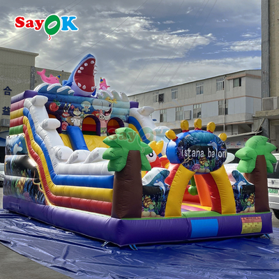 Istana Bouncing Seaworld Balon Tiup Luar Ruangan Combo Rumah Pantul untuk Anak-anak