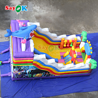 Istana Bouncing Seaworld Balon Tiup Luar Ruangan Combo Rumah Pantul untuk Anak-anak