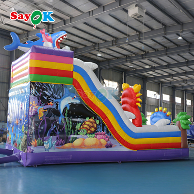 Istana Bouncing Seaworld Balon Tiup Luar Ruangan Combo Rumah Pantul untuk Anak-anak
