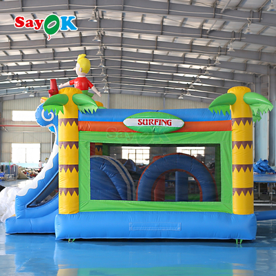 Sayok Surf bertema Bouncer Inflatable Castle Commercial Bouncy Castle Inflatable Combo untuk Anak-anak