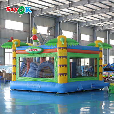 Sayok Surf bertema Bouncer Inflatable Castle Commercial Bouncy Castle Inflatable Combo untuk Anak-anak