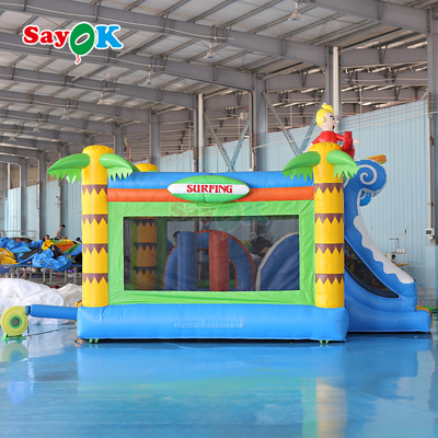 Sayok Surf bertema Bouncer Inflatable Castle Commercial Bouncy Castle Inflatable Combo untuk Anak-anak