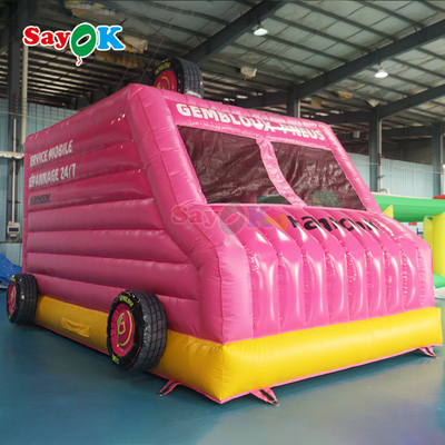 Rumah Balon Mobil Sayok Pink Bouncer Tiup Komersial untuk Anak-anak