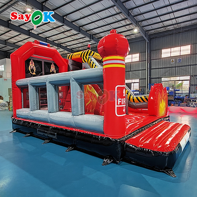 Stasiun Pemadam Kebakaran Kastil Inflatable yang disesuaikan Pengunci Truk Pemadam Kebakaran Inflatable dengan Slide