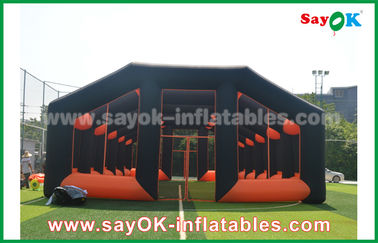 Tenda Rumah Tiup 20m Oranye Dan Hitam Kain Oxford Rumah Tenda Udara Tiup Untuk Acara Luar Ruangan