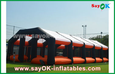 Tenda Rumah Tiup 20m Oranye Dan Hitam Kain Oxford Rumah Tenda Udara Tiup Untuk Acara Luar Ruangan