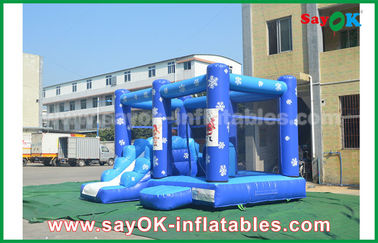 Indoor Inflatable Slide Customized 0.55mm PVC Tarpaulin Inflatable Bouncy Castle Frozen Obstacle Course Untuk Anak-anak