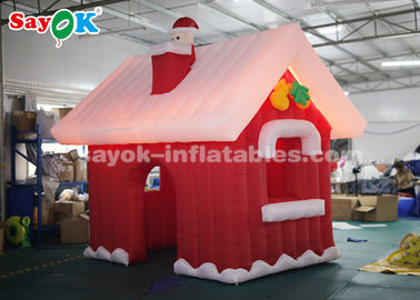 SGS ROHS Inflatable Natal Santa Claus House Warna Merah + Putih