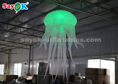 Dekorasi Pencahayaan Tiup Hijau / Taman Hiburan Blow Up Jellyfish Glowing