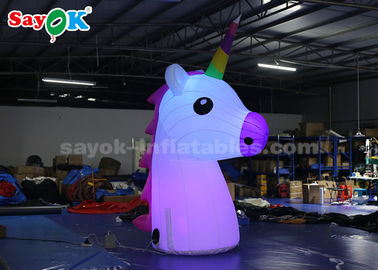 Iklan Inflatable Pelangi Unicorn Inflatable Karakter Kartun 210DD Kain Oxford awet