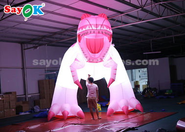 4m Pink Inflatable Dinosaur Untuk Festive Decoration Damp Bukti Air Ketat Tinggi