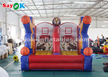 Permainan Bola Basket Tiup PVC Tarpaulin Ring Basket Menembak Permainan Tiup Untuk Pusat Bermain