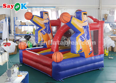 Permainan Bola Basket Tiup PVC Tarpaulin Ring Basket Menembak Permainan Tiup Untuk Pusat Bermain