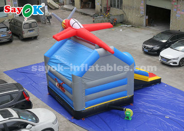 Slide Bouncer Inflatable 0.4mm PVC Tarpaulin Bouncer Jump dan Slide Inflatable dengan Pesawat untuk Anak-anak