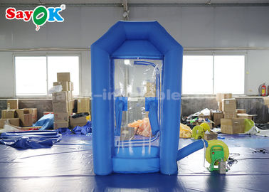 Cube Blue Inflatable Booth Mesin Uang Dengan Air Blower Untuk Iklan