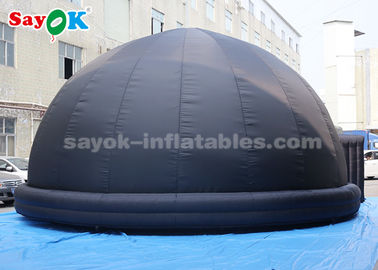 Tenda kubah proyeksi tiup hitam dengan tikar lantai PVC untuk pengajaran di sekolah