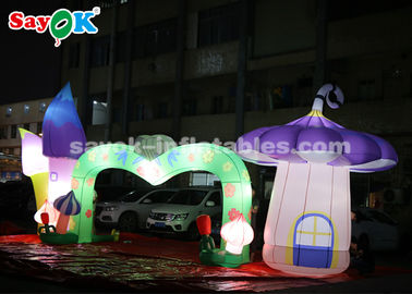 Halloween Archway Inflatable Colorful Inflatable Arch Dengan Jamur Dan Bunga Untuk Dekorasi Tema Taman Hiburan