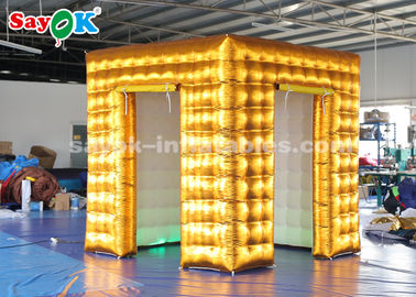 Booth Acara Menampilkan Booth Foto Udara LED Tiup Emas 2,5M Dengan Lampu Berwarna SGS ROHS