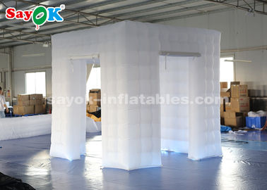 Tenda Pesta Tiup Portable 3 Pintu LED Inflatable Cube Photo Booth Dengan 17 Warna Lampu Berubah