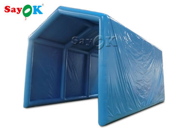 Tenda Bingkai Tiup Kain Oxford Biru Di Luar Tenda Dekontaminasi Tiup Stasiun Sanitasi Saluran Desinfeksi
