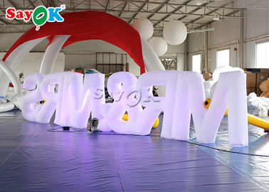190T Nylon Cloth Inflatable Pencahayaan Dekorasi LED Light Letters Warna Putih