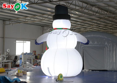 Oxfor Cloth Inflatable Dekorasi Liburan Mengenakan Topi Hitam Dan Mittens Meledakkan Manusia Salju Natal