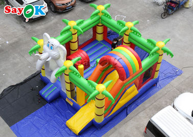 Rumah Mini Gajah Kartun Castle Bouncer Inflatable Untuk Pesta Anak-anak