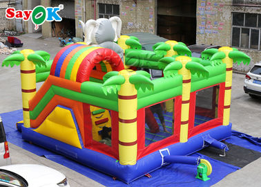 Rumah Mini Gajah Kartun Castle Bouncer Inflatable Untuk Pesta Anak-anak