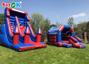 Commercial Inflatable Bouncy Slides Custom Kids Inflatable Bounce House Biru Dan Ungu Inflatable Jumping Bouncer