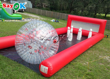 Inflatable Bowling Game 0.6mm PVC Inflatable Sports Games Single Lanes Pin Bola Bowling Manusia Untuk Acara Luar Ruangan