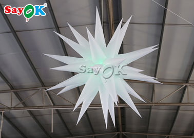 White Hanging Stars Dekorasi Pencahayaan Inflatable 1.5m