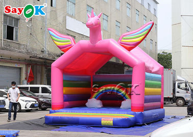 5x4 mH Princess Pink Rainbow Unicorn Castle Bouncing Tiup Untuk Anak
