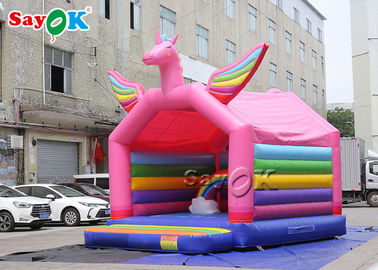 5x4 mH Princess Pink Rainbow Unicorn Castle Bouncing Tiup Untuk Anak