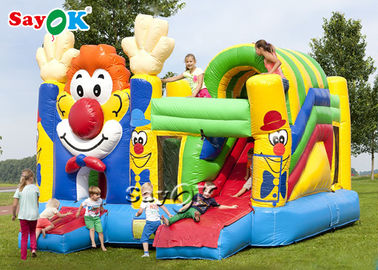 0.55mm PVC 4 * 4m Clown Inflatable Bounce Castle Dengan Slide