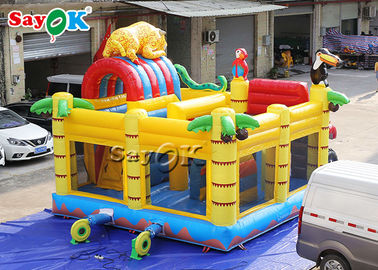 Hewan Combo Kids 5.5x5x4.4m Rumah Bouncing Tiup Dengan Geser