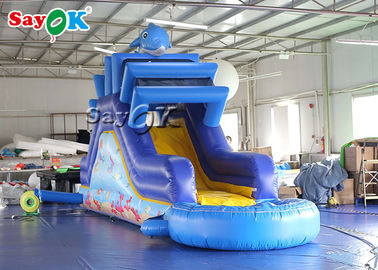 Slide Air Air Air Air 9.3x2x3.5mH Komersial Dolphin Inflatable Slide Air Besar