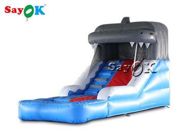Slide Anak Inflatable Disesuaikan Blue Shark Slide Air Inflatable Dengan Kolam Renang