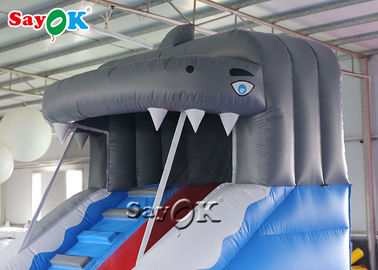 Slide Anak Inflatable Disesuaikan Blue Shark Slide Air Inflatable Dengan Kolam Renang