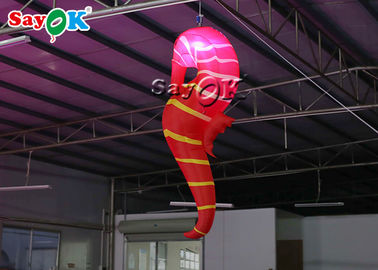 Dekorasi Klub 2m Merah Inflatable LED Lighting Hippocampus